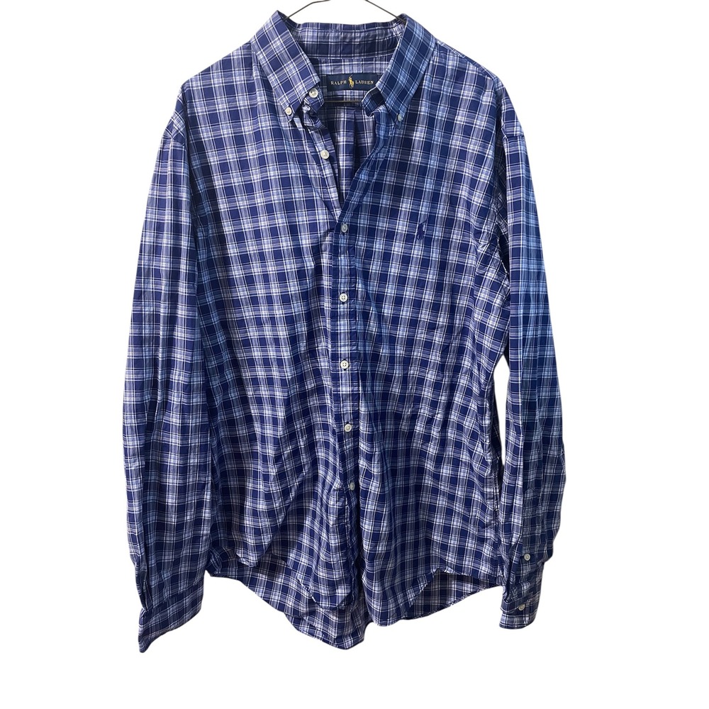 Ralph‎ Lauren Mens's Large 100% Cotton plaid button-down shirt